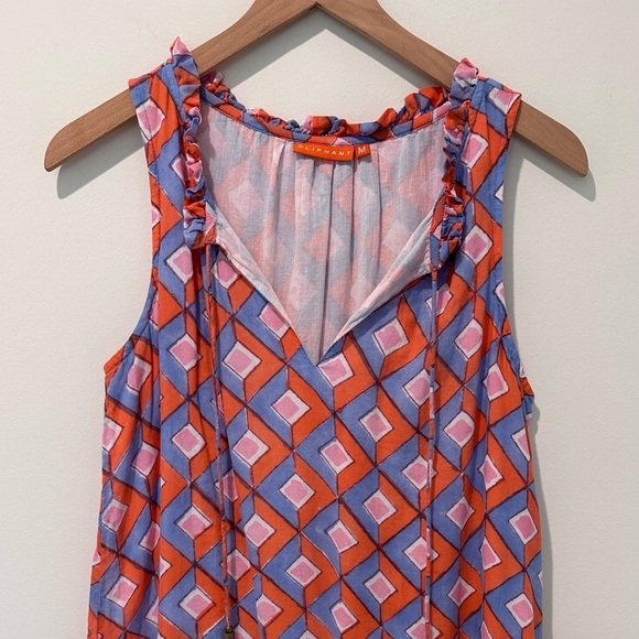 Oliphant Orange Pink Blue Diamond Sleeveless Ruffle Hem
Dress Size M - Picture 2 of 10